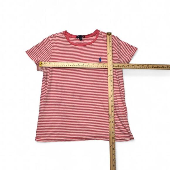 Polo Ralph Lauren Women’s Classy Classic Pink + White Striped Casual Size Large - Picture 3 of 5